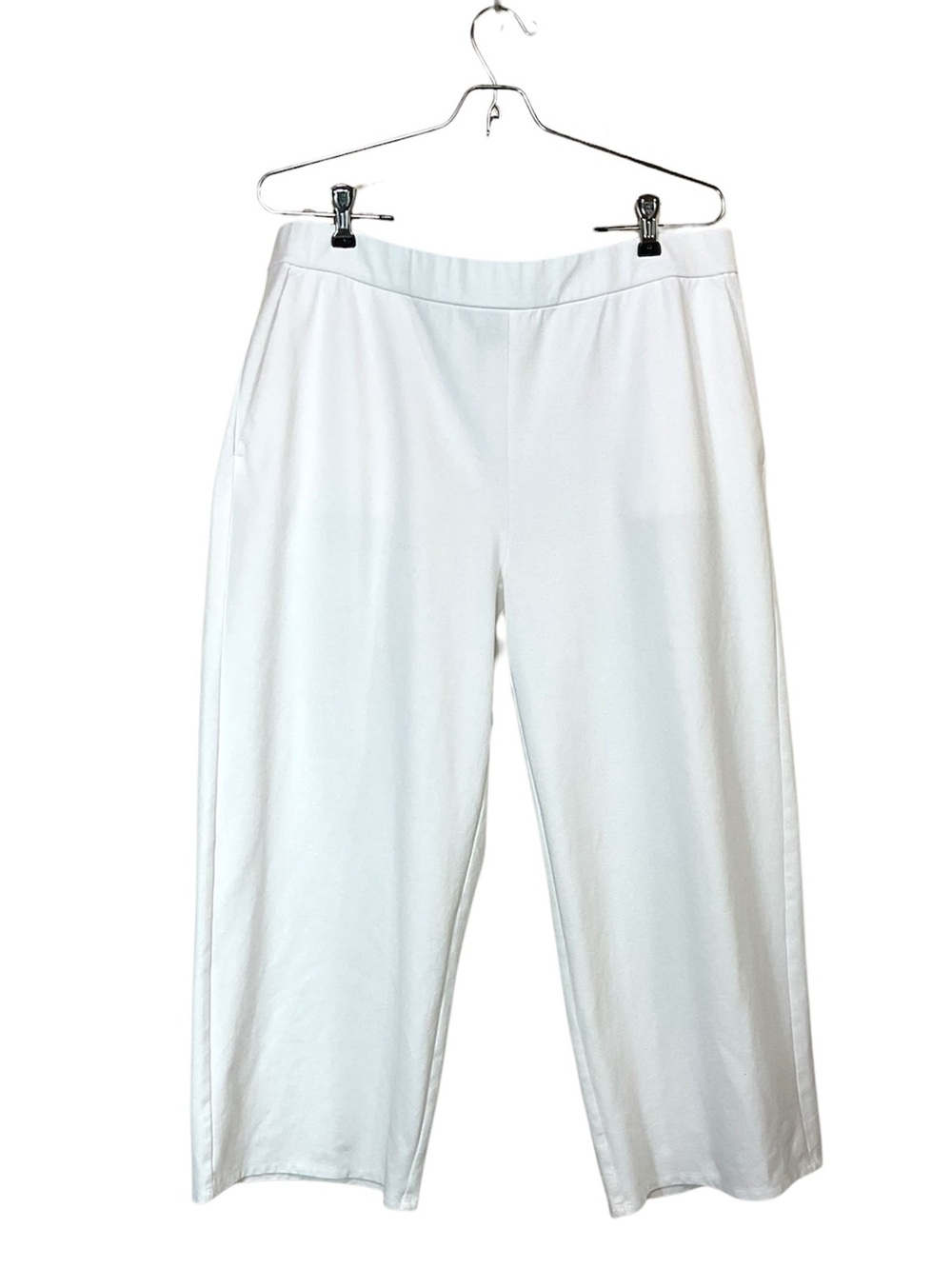 Eileen Fisher Wide-Leg White Ponte Pants - Picture 3 of 6